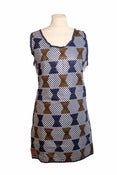 Image of Robe sport filet tam-tam bleus &marrons / Brown & Blue tam-tam pattern sport net dress