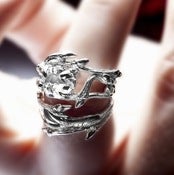 Image of light silver finish stacking PAIR: Elvish rings, twigs & natural rock crystal