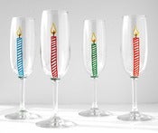 Image of Happy Birthday Candle Champagne Flutes--Set of 4 
