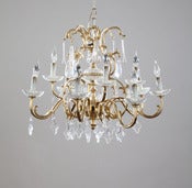Image of Brass/Crystal Cup Chandelier
