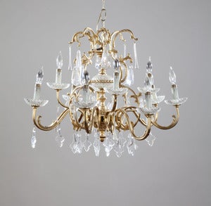 Image of Brass/Crystal Cup Chandelier