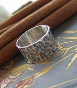 Image of Wide hammered sterling silver ring
