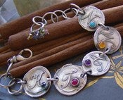 Image of Vintage letters with gem stone personalized bracelet