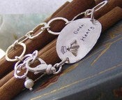 Image of Queen Bee hand stamped sterling silver bracelet