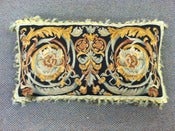 Image of Needlepoint Pillow with Tassels Green/Gold 14x26"