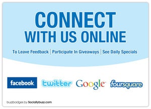 Image of Buzz Badge - "Connect With Us" Window/Door Stickers and Clings