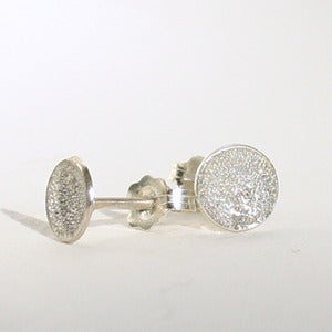 Image of sterling silver diamond dusted stud earrings