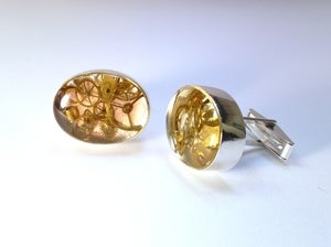 Image of Sterling silver and resin vintage clock part cufflinks