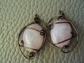 Image of Handmade Wirewrapped Rose Quartz Cabs in Antiqued Copper wire
