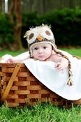 Image of 0-3 Month Natural Brown Owl Hat
