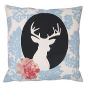 Image of Handmade deer cameo cushions, blue, grey, pink