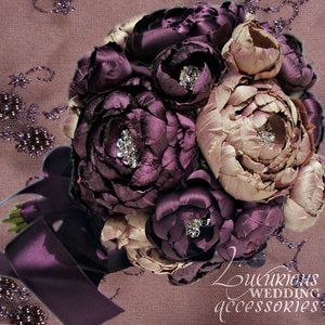 Image of PURPLE PASSION Silk Brooch Wedding Bouquet