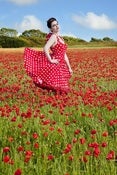 Image of Red & White Polka Dot Halterneck Dress