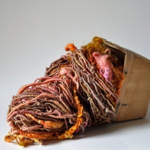Image of stone fruits of summer. handspun.
