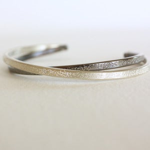 Image of sterling silver diamond dusted cuff bracelet