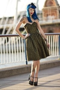 Image of SALE Black and Gold Strapless Dress