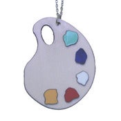 Image of Ltd. Edition Artist's Palette Necklace made from recycled vinyl records.