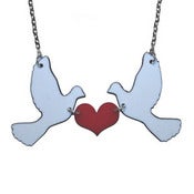 Image of Ltd. Edition Kissing Doves Necklace made from recycled vinyl records.