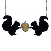 Image of Ltd. Edition Sharing Squirrels Necklace made from recycled vinyl records.