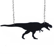 Image of Dinosaur Necklaces/Earrings made from a recycled vinyl record.