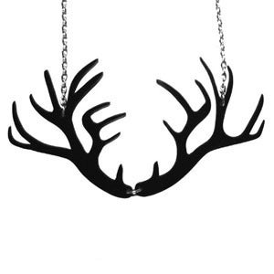 Image of Antler Necklace/Earrings made from a recycled vinyl record.