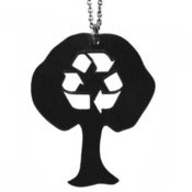Image of Recycle Tree Necklace/Earrings made from a recycled vinyl record.