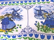 Image of Dutch blue and white themed vintage tablecloth