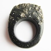 Image of Hewn Ring Black & Pyrite