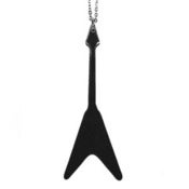Image of "V" Guitar Necklace/Earrings made from a recycled vinyl record.