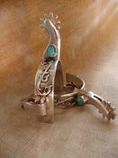 Image of Sterling silver spurs with semi precious stones