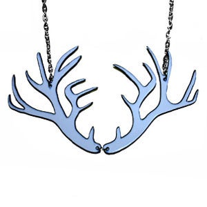 Image of Ltd. Edition Antler Shaped Necklace/Earrings cut out of a recycled vinyl record! 