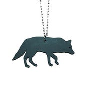 Image of Ltd. Edition Wolf Necklace/Earrings made from a recycled vinyl record.