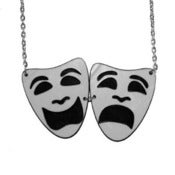 Image of Ltd. Edition Tragedy/Comedy Masks Necklace made from recycled vinyl records.