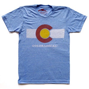 Image of Coloradical Colorado Flag T-Shirt- Men's Light Blue