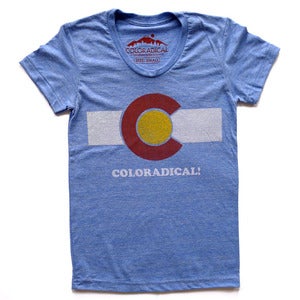 Image of Coloradical Colorado Flag T-Shirt- Women's Light Blue