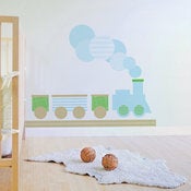 Image of Train Fabric Decal - Removable and Reusable Wall Decal for Nursery or Kids Room