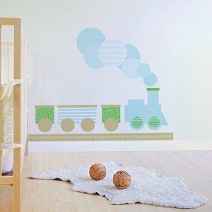 Image of Train Fabric Decal - Removable and Reusable Wall Decal for Nursery or Kids Room