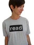 Image of read unisex tee, grey/black