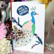 Image of Gracious Peacock Birthday Card