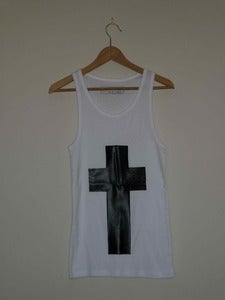 Image of Faux Black Snakeskin Cross Vest