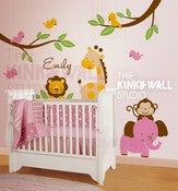 Image of Removable Wall Decal Giraffe, Monkey, Elephant, Lion  KK113