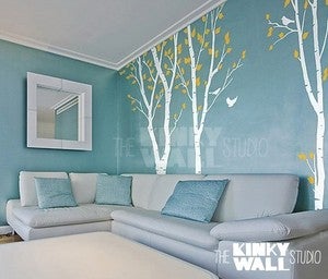 Image of Vinyl Wall Sticker Decal Art- Birch Trees Forest - 101 in set of 3 trees - kk108 -