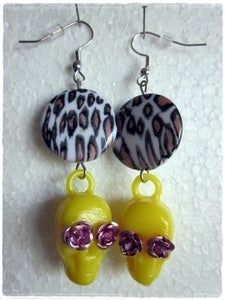 Image of Yellow Sugar Skull earrings