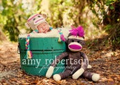 Image of Girls Rainbow Cotton Sock Monkey Hat Photography Prop