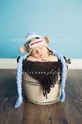 Image of Pink or Blue Baby Cotton Sock Monkey Hat Photo Prop