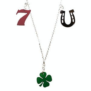 Image of Good Luck Charm Necklace made from recycled vinyl records.