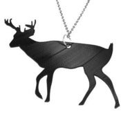 Image of Deer Necklace/Earrings made from a recycled vinyl record.