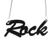 Image of "Rock" Necklace/Earrings made from a recycled vinyl record.