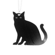 Image of Cat Necklace/Earrings made from a recycled vinyl record.