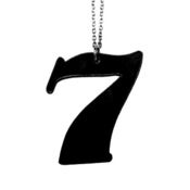 Image of Lucky Number 7 Necklace/Earrings made from a recycled vinyl record.